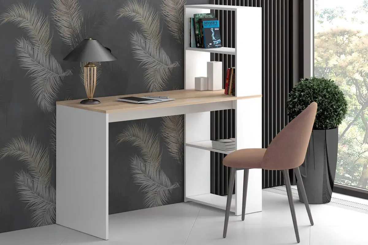 Стол письменный Лаки тип 2 (Дуб Сонома/Белый) — Мебель-центр Озерцо