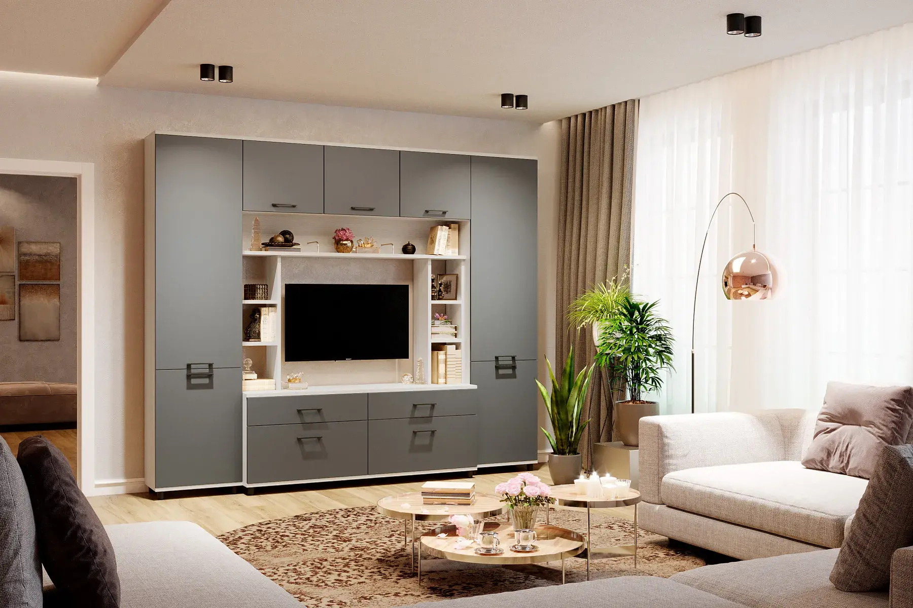 Тумба ТБ-5029-СЯ-АМ (Снежный Ясень/Антрацит матовый) — Мебель-центр Озерцо