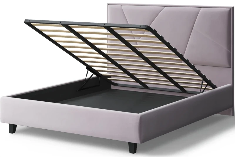 Кровать на опоре Ингрид с ПМ и бельев. ящ. 140х200 (Нео 15/Лиловый) - купить в Озерце