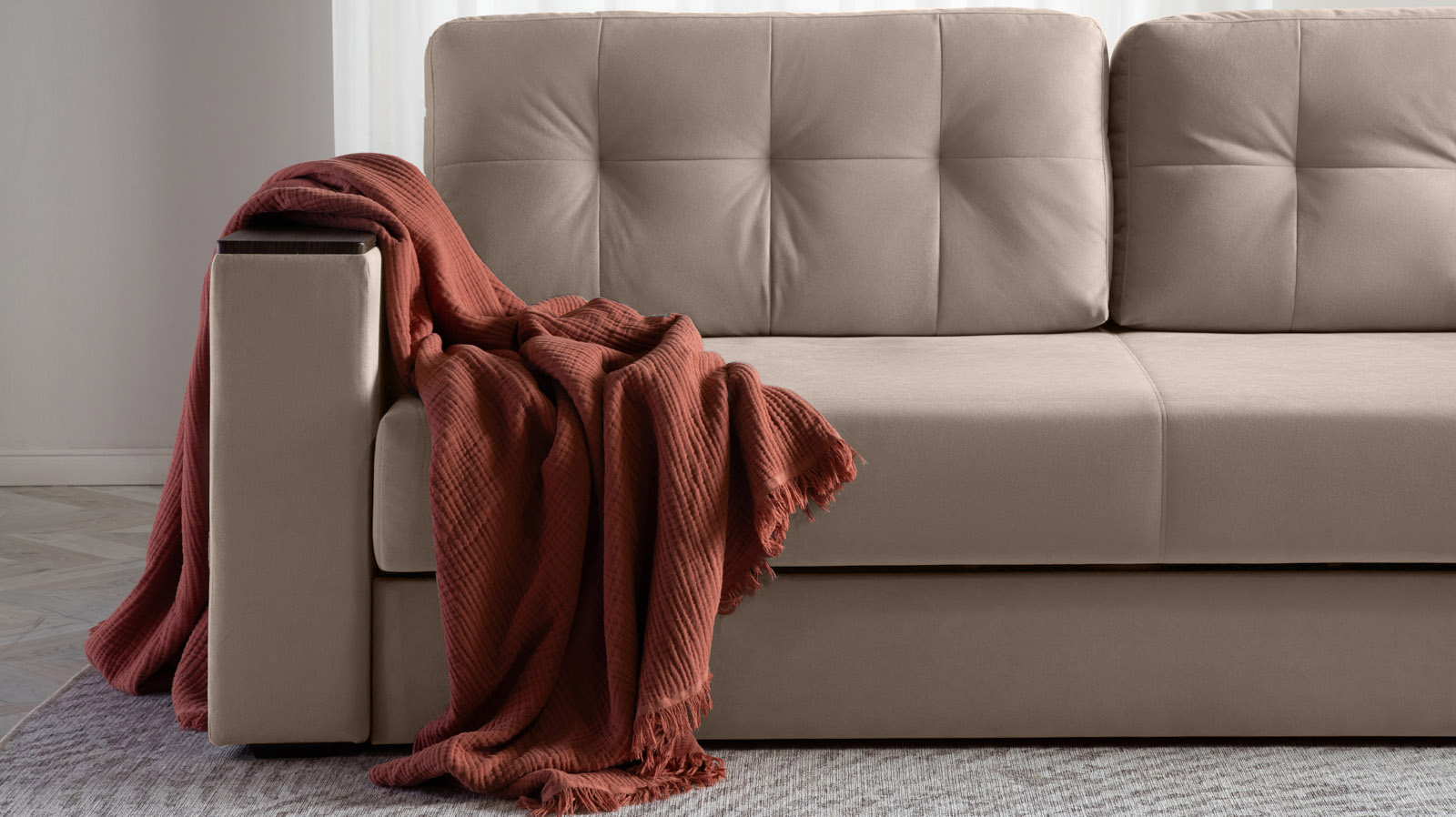 Диван - кровать Loko Pro с хранением в подлокотниках, ткань Sky Velvet 17 113x243 — купить в Озерце