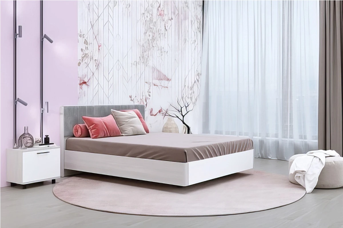 Кровать КР-5014-СЯ-БГ 180х200 (Снежный Ясень/Белый Бриллиант Глянцевый) - купить в Озерце