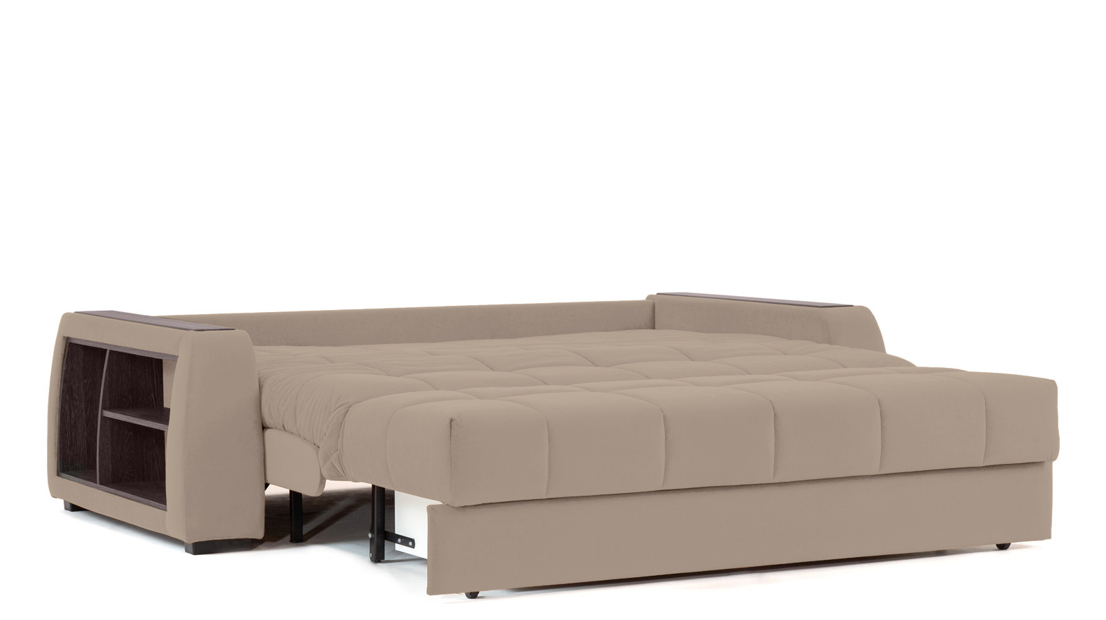 Диван - кровать Domo Pro с полками цвета венге, стежка квадрат, ткань Sky Velvet 03 160x216 — в мебель-центре Озерцо