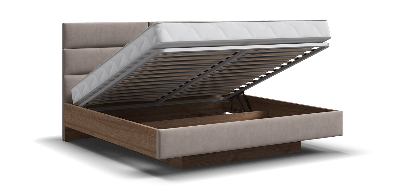 Босс Лофт Кровать+ПМ 160*200 Орех селект, Велюр Монолит латте - купить в Озерце