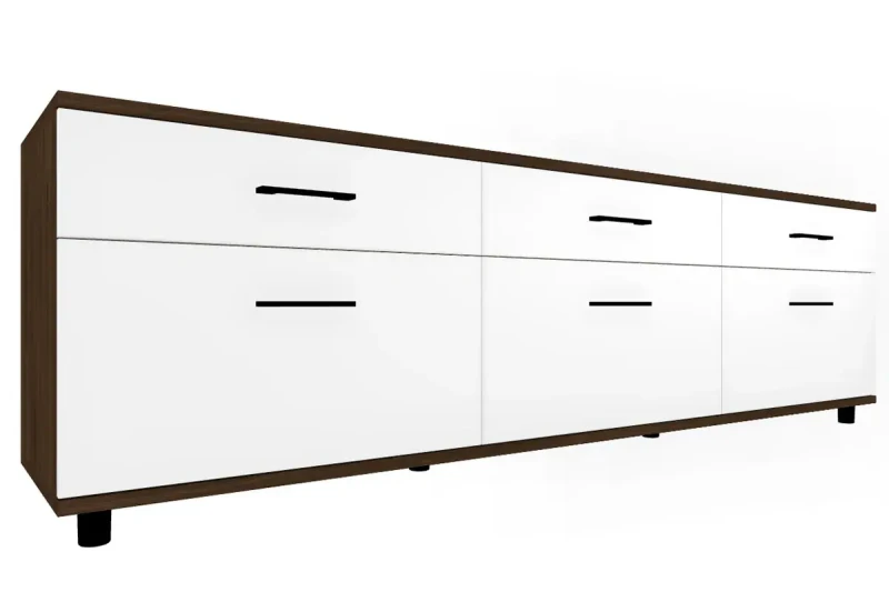 Тумба ТБ-5027-ГТ-БГ (Гикори Джексон Темный/Белый Бриллиант Глянцевый) — Мебель-центр Озерцо