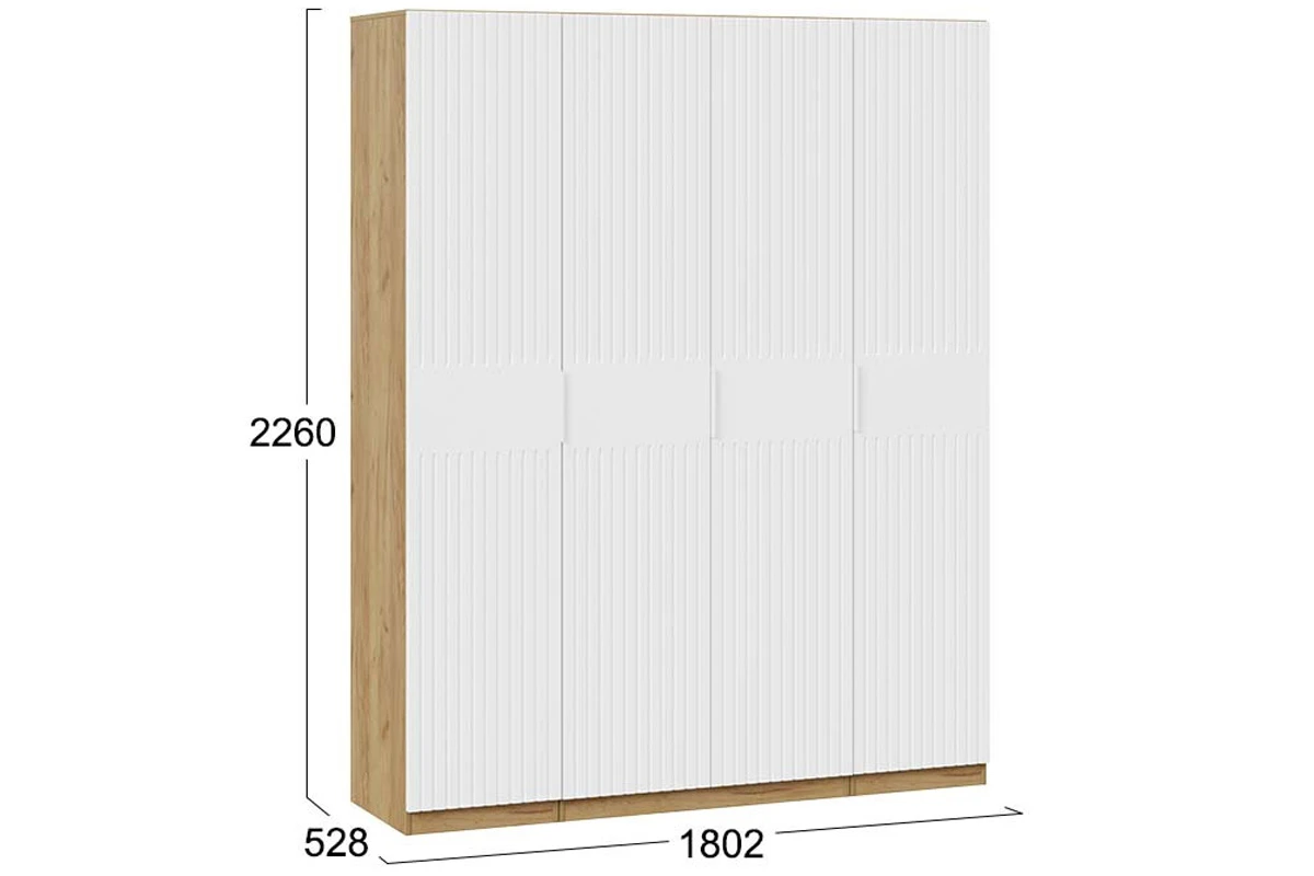 Шкаф комбинированный Хилтон с 4-мя  дверями (Дуб Крафт золотой/Белый матовый) в мебель-центре Озерцо