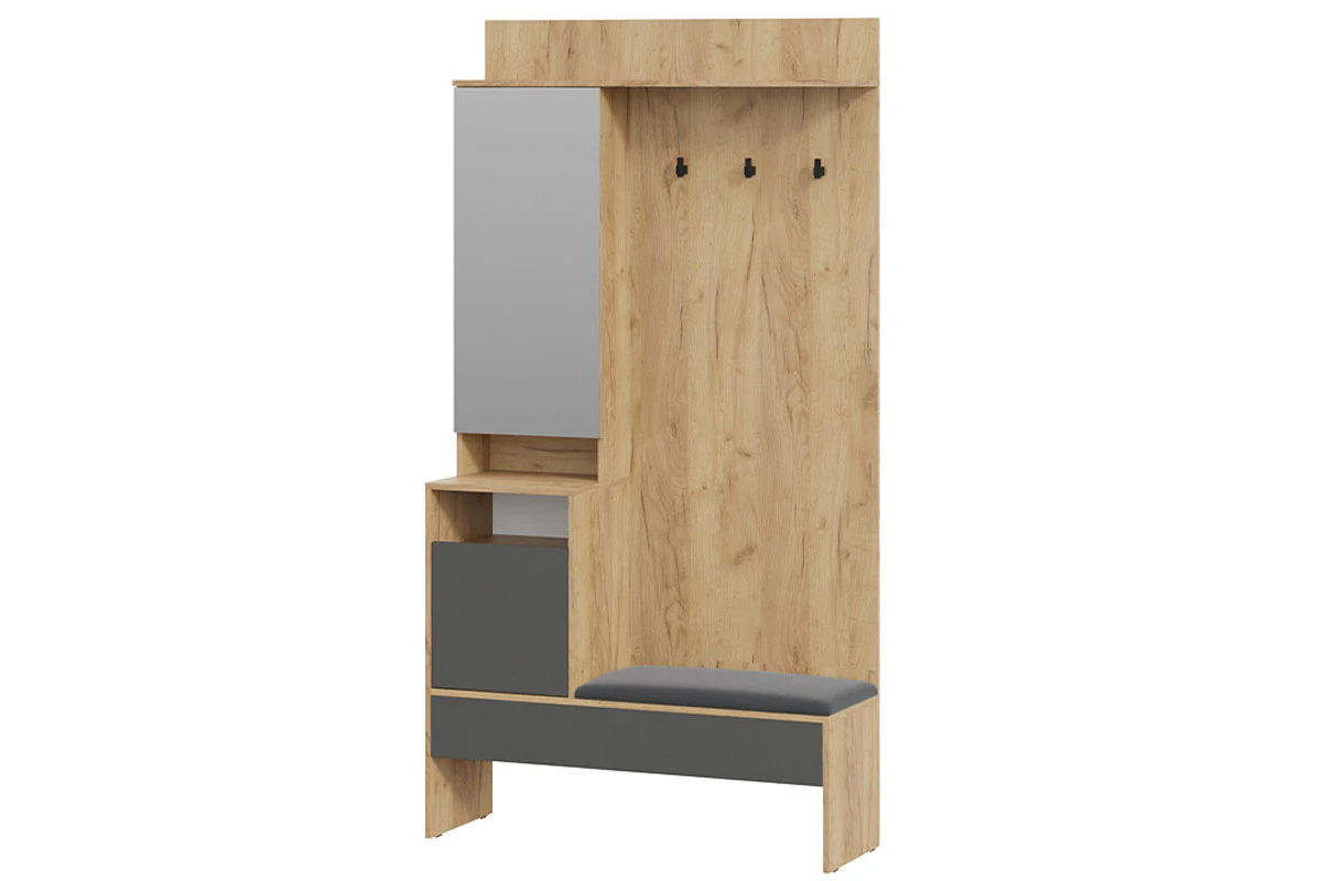 Прихожая Эвита №2 (Дуб Крафт золотой/Графит серый) — Мебель-центр Озерцо