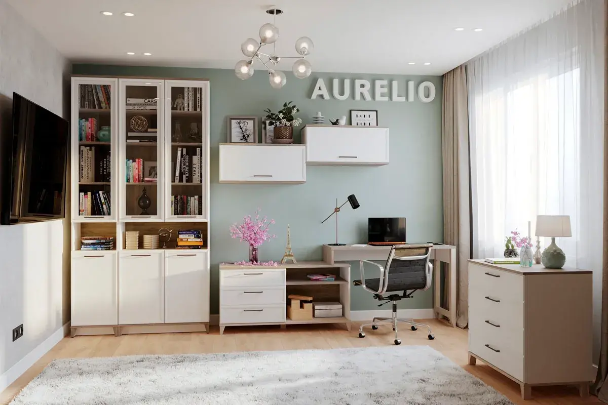 Шкаф для книг Aurelio 9 (Белый/Блеквуд Сатиновый) в мебель-центре Озерцо