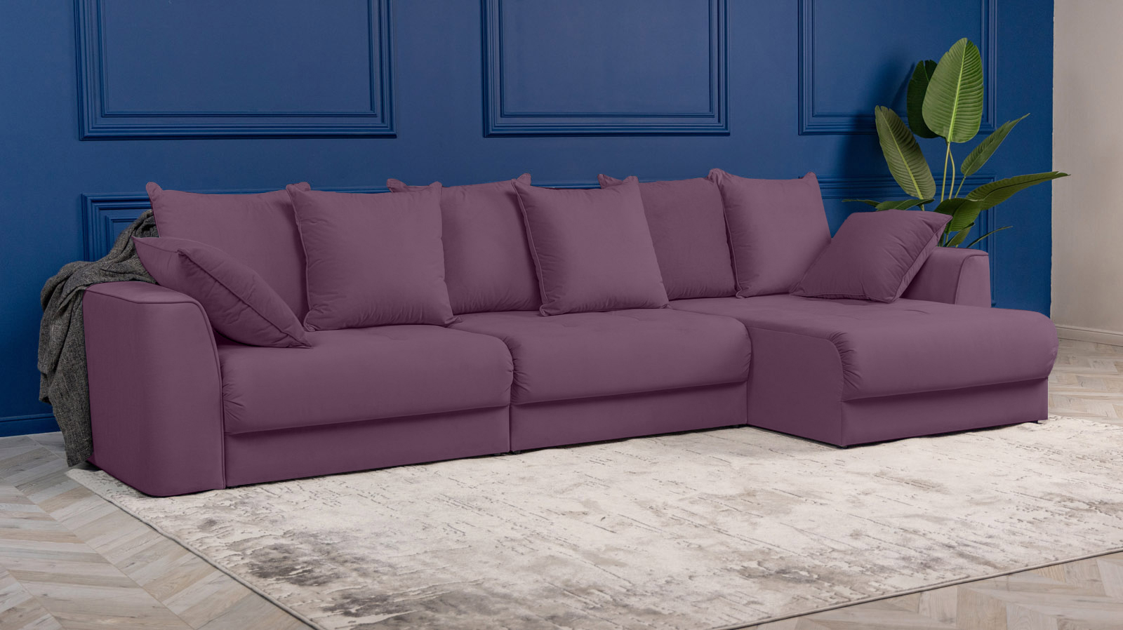 Диван угловой Monako New, Тк. Sky Velvet 10 156x356 — купить в Озерце