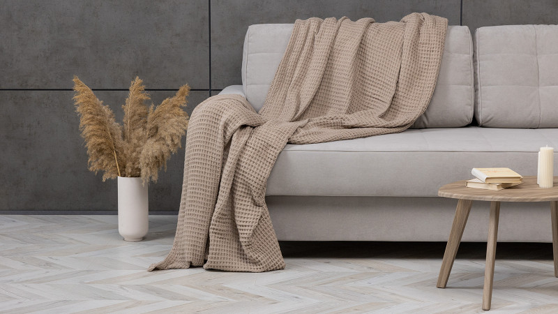 Покрывало хлопковое Waffle, цвет: сандал 220x230 в мебель-центре Озерцо