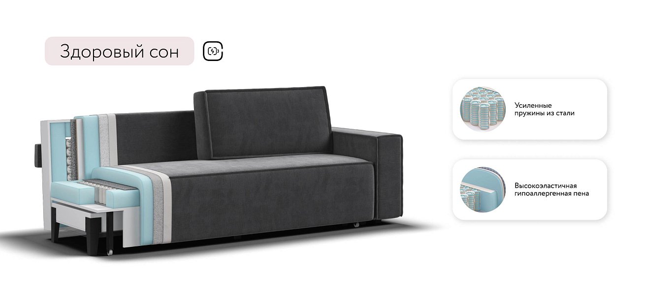 Лофт диван Велюр Монолит серый — купить в Озерце