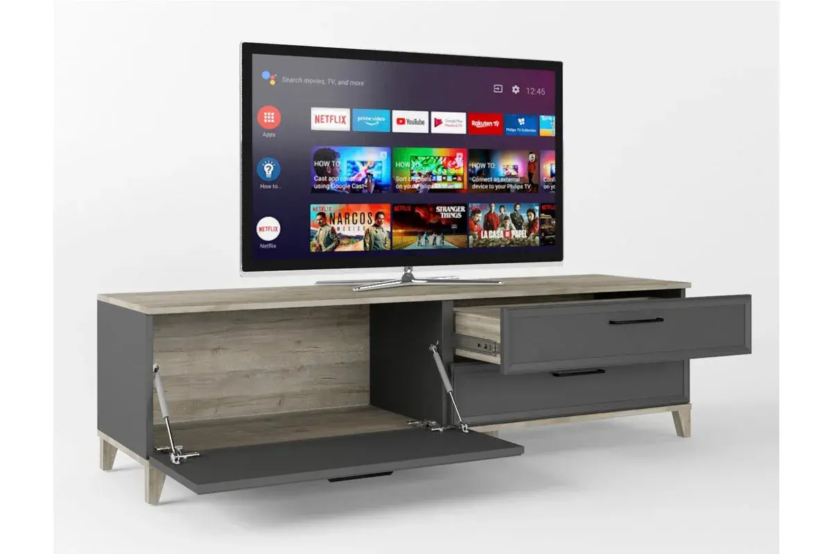 Тумба ТВ Aurelio 3 (Антрацит/Блеквуд Сатиновый) — Мебель-центр Озерцо