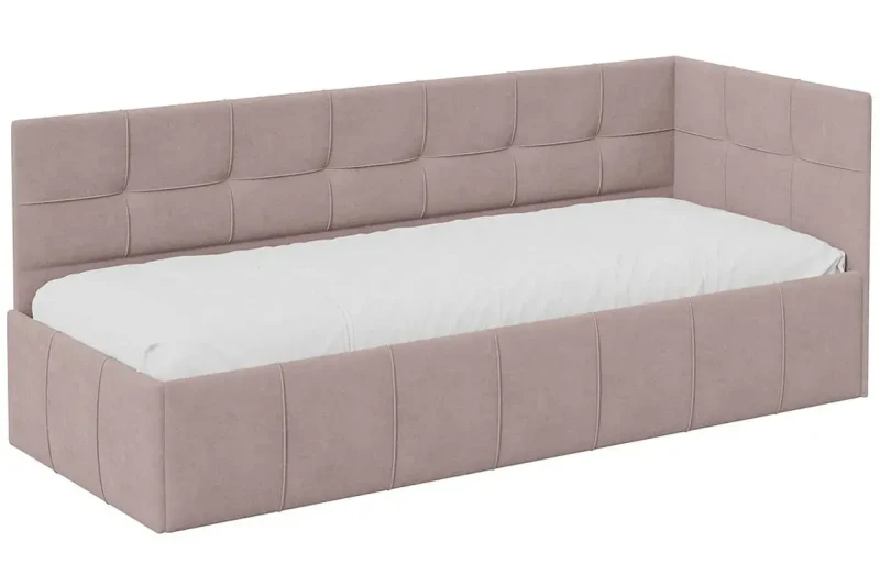 Кровать Грей с мягкой обивкой с ПМ 80х200 Тип 1 (Велюр Galaxy/Серо-бежевый) - купить в Озерце