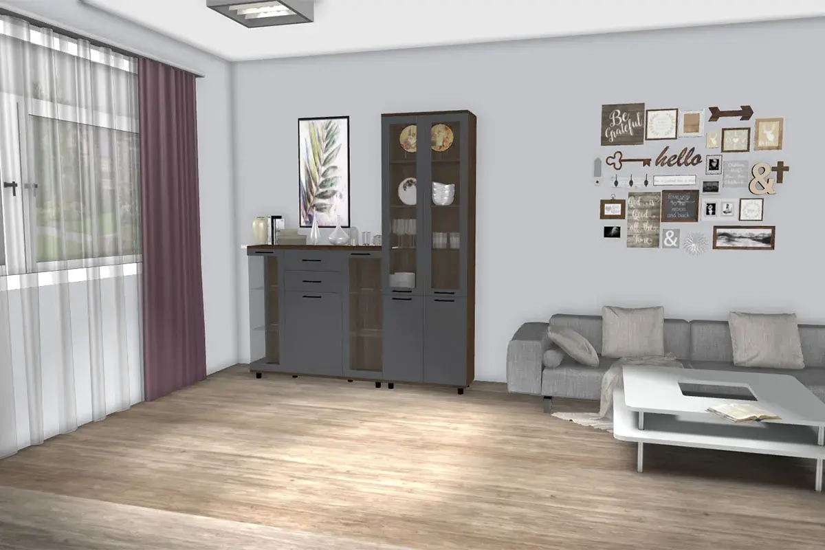 Шкаф многоцелевой ШК-5035-ГТ-АМ (Гикори Джексон Темный/Антрацит Матовый) в мебель-центре Озерцо