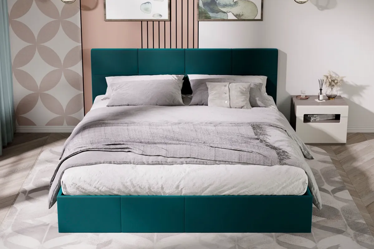 Кровать Лора с ПМ и заглушиной 180х200 (Велюр / Confetti Izumrud) - купить в Озерце
