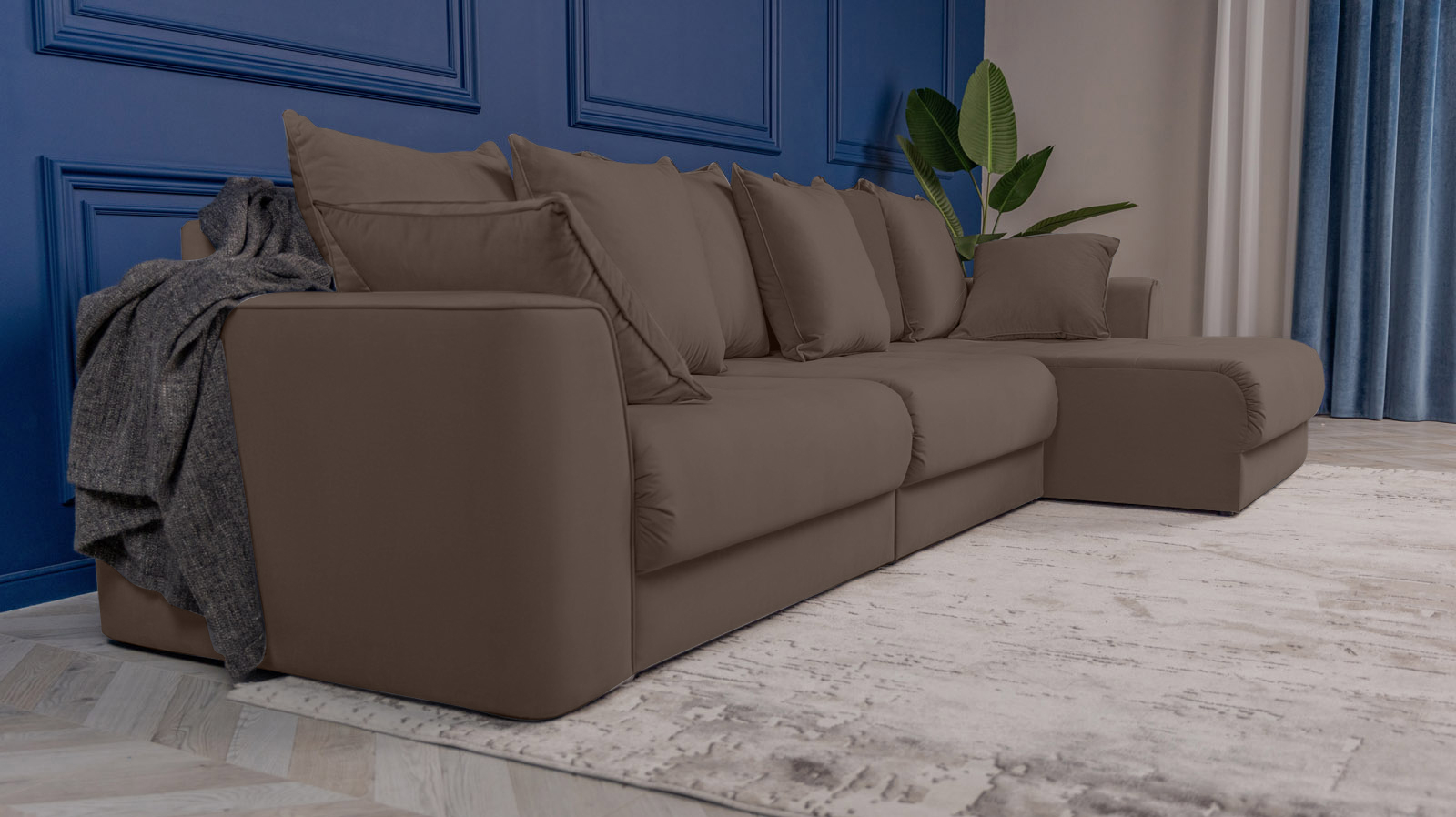 Диван угловой Monako New, Тк. Sky Velvet 02 156x356 — купить в Озерце