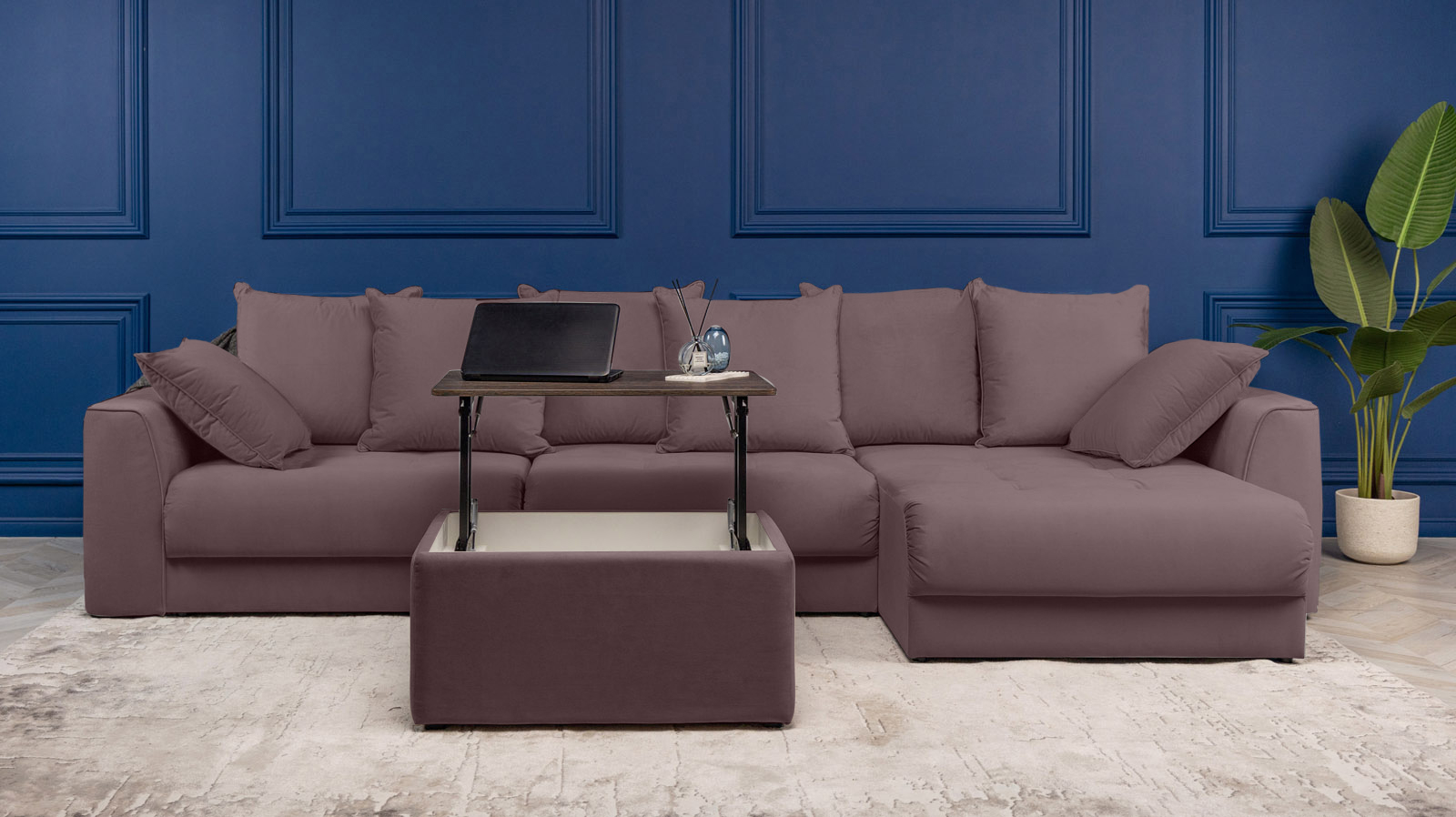 Диван угловой Monako New, Тк. Casanova Lilac 156x356 — купить в Озерце