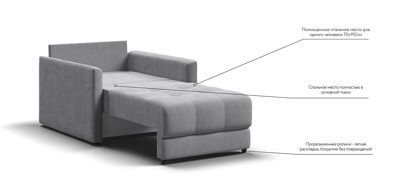 Босс Лофт кресло-кровать Велюр Монолит сталь — купить в Озерце