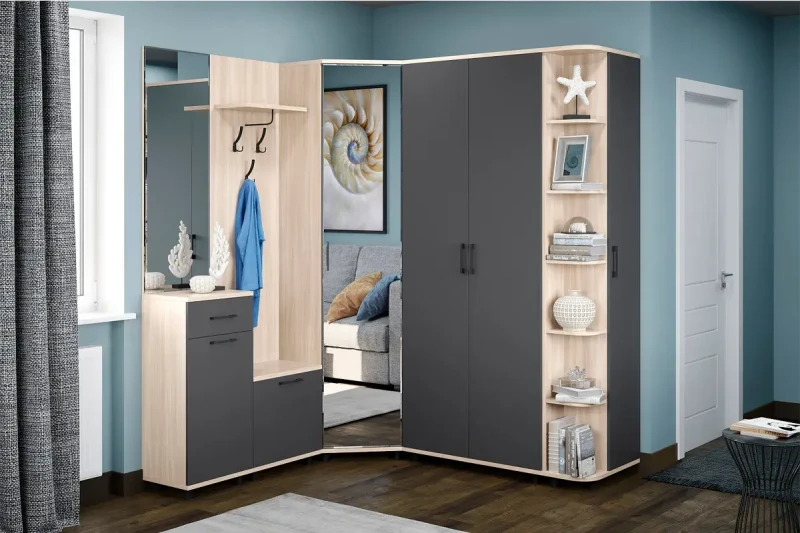 Прихожая Грейс комплект 2 (Ясень Асахи/Антрацит Матовый) — Мебель-центр Озерцо