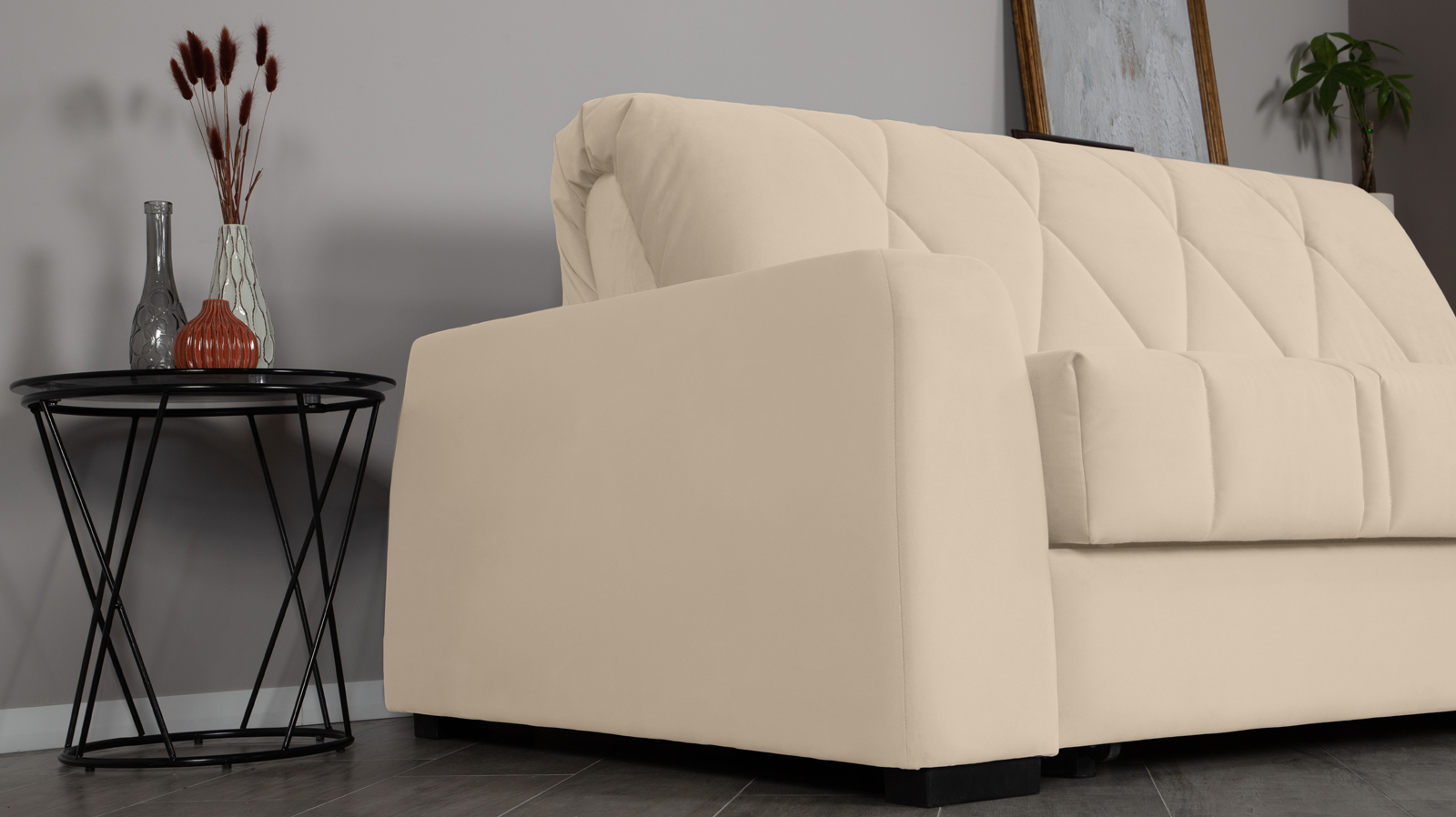 Диван - кровать Domo Pro с накладкой цвета ясень, стежка ромб, ткань Sky Velvet 21 160x216 — в мебель-центре Озерцо