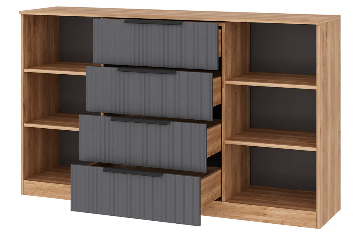 Комод комбинированный Астория 21 (Дуб кастелло медовый / Графит софт) — Мебель-центр Озерцо