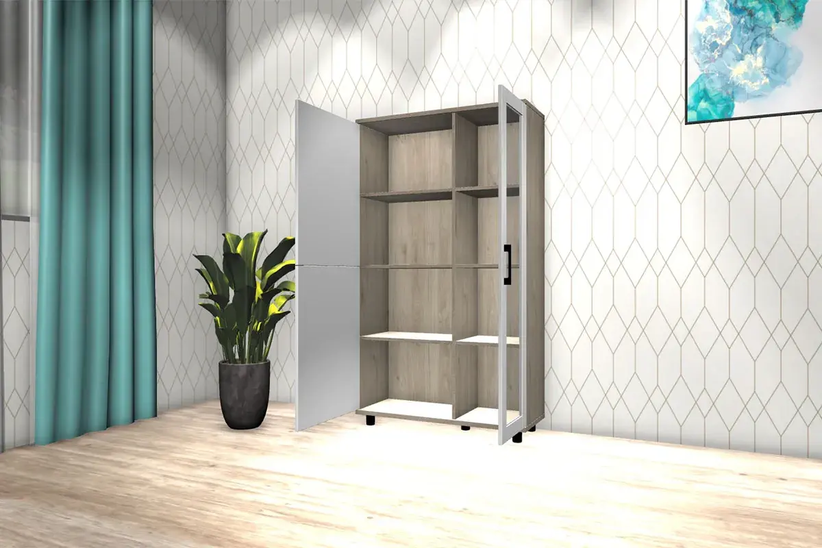 Шкаф многоцелевой ШК-5081-ГС-БГ (Гикори Джексон Светлый/Белый Бриллиант Глянцевый) в мебель-центре Озерцо