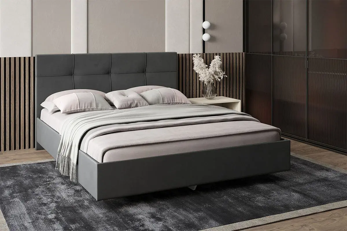Кровать Каприз на латах 180х200 (Newtone ANTRACITE (серый)) - купить в Озерце