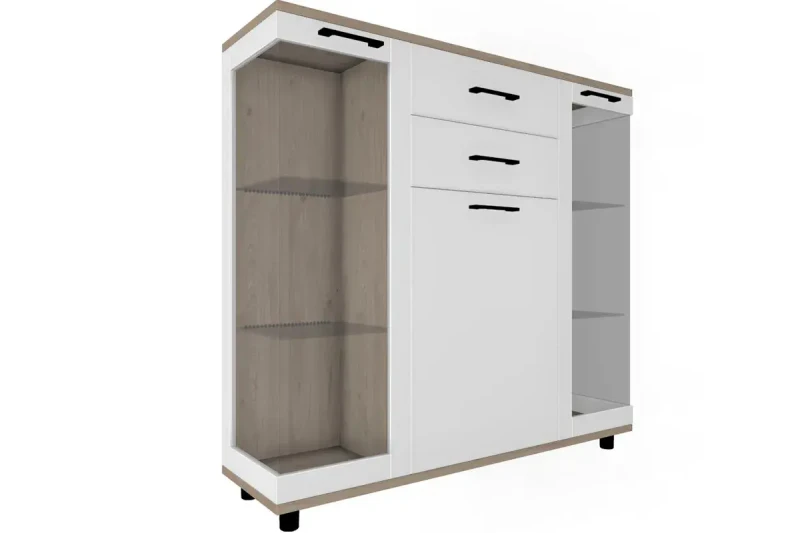 Тумба ТБ-5000-ГС-БГ (Гикори Джексон Светлый/Белый Бриллиант Глянцевый) — Мебель-центр Озерцо