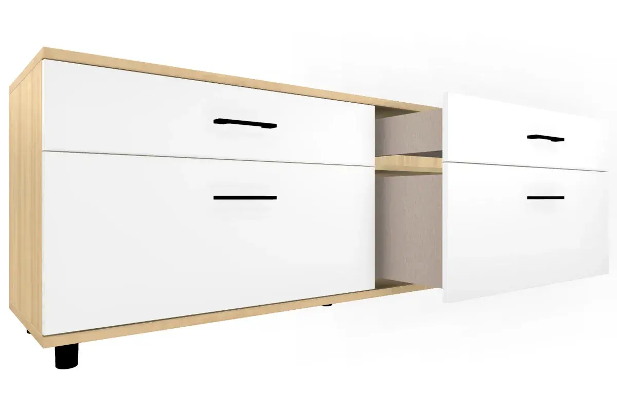 Тумба ТБ-5028-АС-БГ (Ясень Асахи/Белый Бриллиант Глянцевый) — Мебель-центр Озерцо