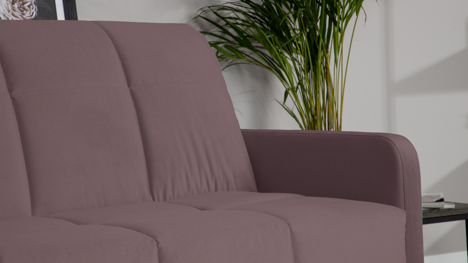 Диван - кровать Domo Pro с узкими подлокотниками, стежка квадрат, ткань Casanova Lilac 160x216 — в мебель-центре Озерцо