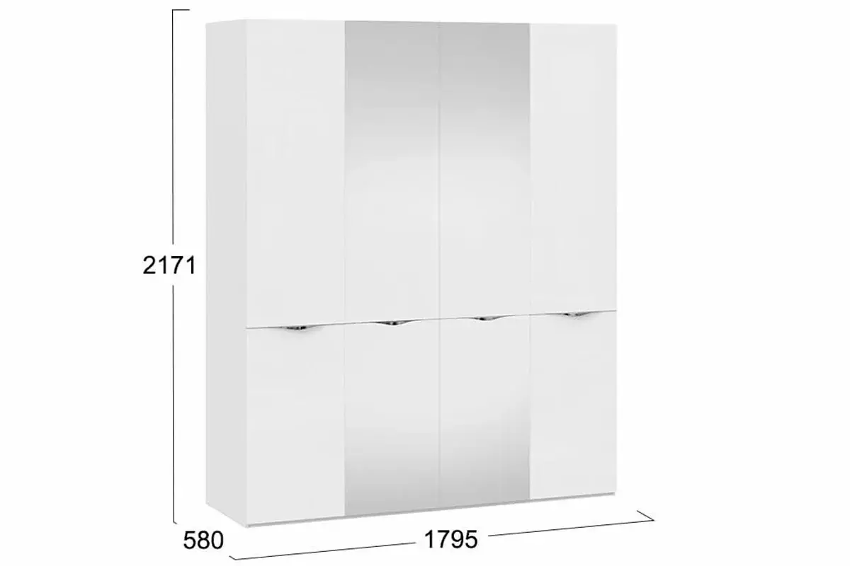 Шкаф комбинированный Глосс СМ-319.07.442 (Белый глянец/Стекло) в мебель-центре Озерцо