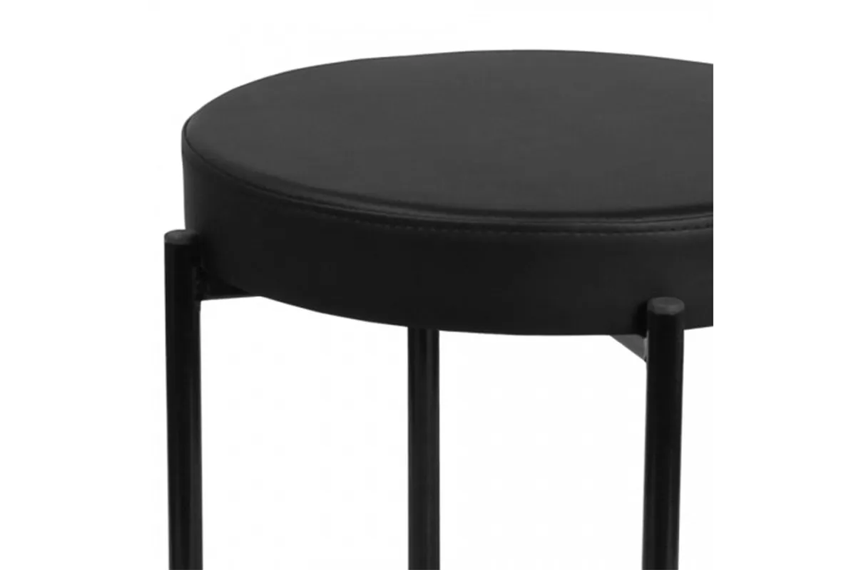 Табурет Дора каркас черный, экокожа (Экотекс 3001 черный) СРП-006 - купить в Озерце
