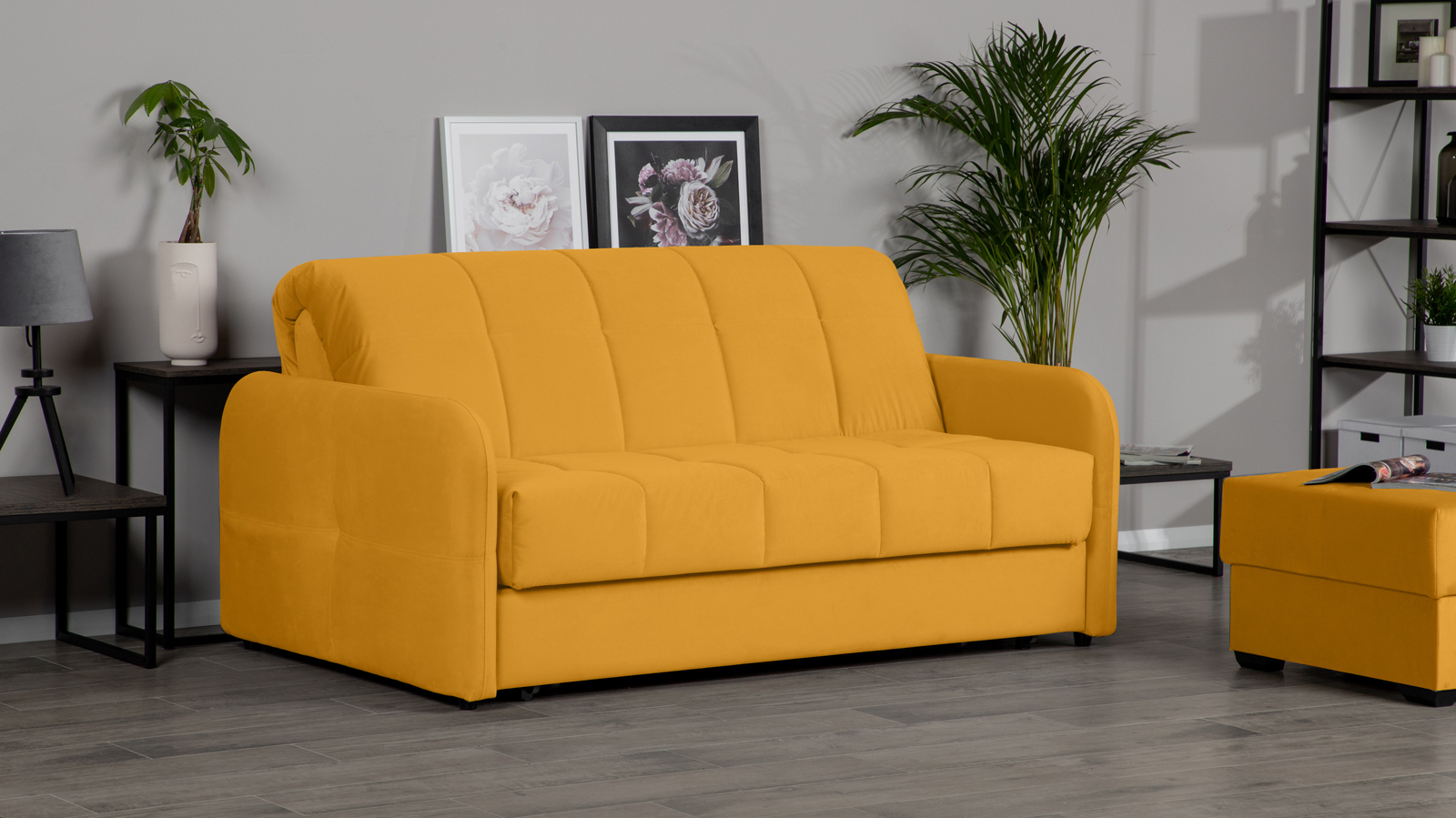 Диван - кровать Domo Pro с мягкими подлокотниками, стежка квадрат, ткань Sky Velvet 30 180x216 — в мебель-центре Озерцо