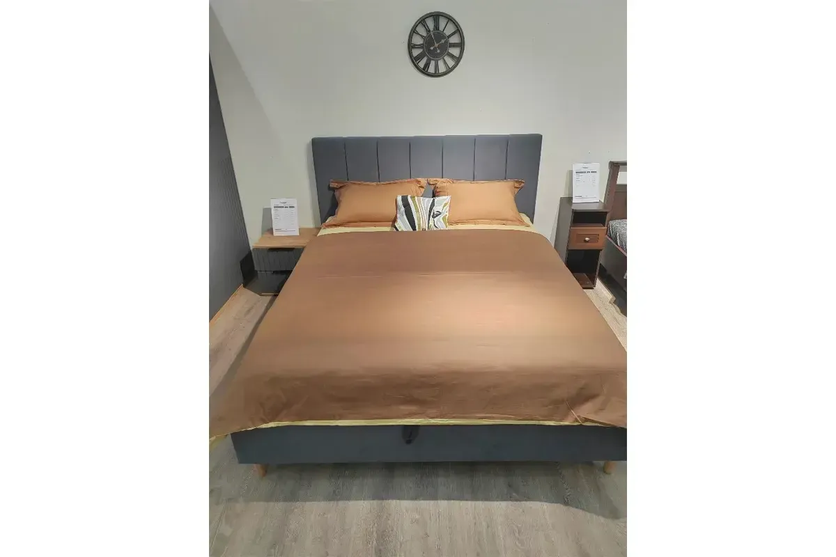 Кровать Венеция с ПМ 180х200 (Velutto 32/Серый) 2 кат. - купить в Озерце