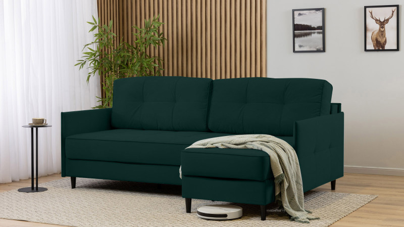 Диван Amani Pro угловой с узкими подлокотниками, ножки: пластик, Тк. Sky Velvet 42 156x217 — купить в Озерце