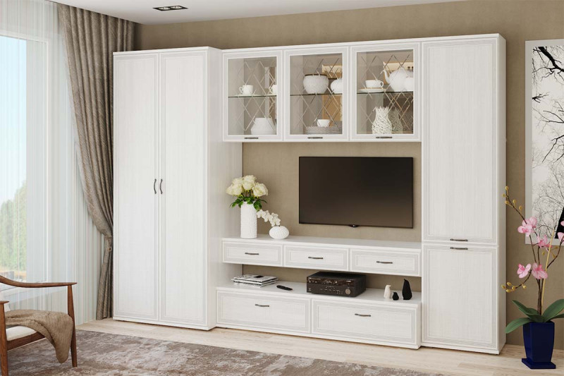 Гостиная Карина-23 (Снежный Ясень) — Мебель-центр Озерцо