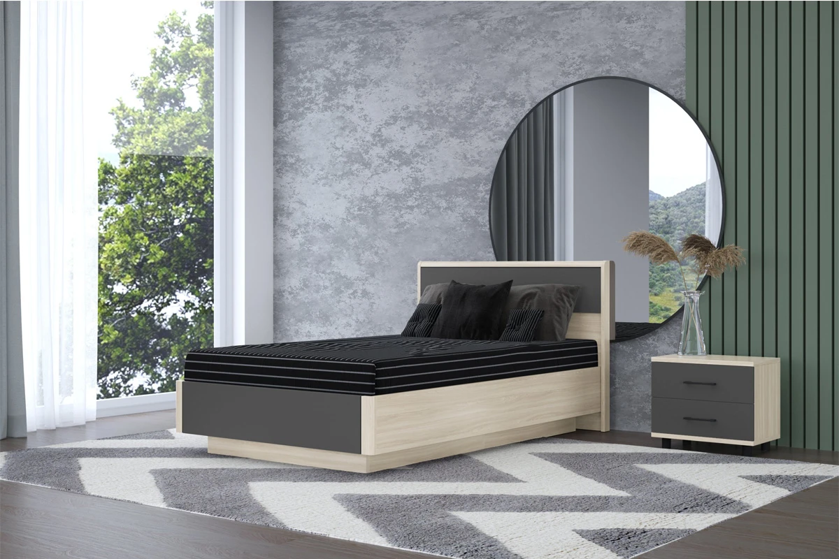 Кровать КР-4001-АС-АМ (Ясень Асахи/Антрацит Матовый) - купить в Озерце