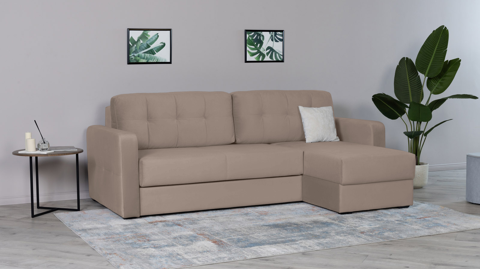 Диван -кровать угловой Loko Pro с широкими подлокотниками, с матрасом комбинированной жесткости, Тк. Sky Velvet 17 170x244 — купить в Озерце