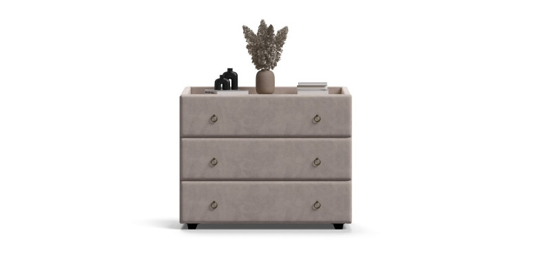 Комод BOSS Classic велюр MONOLIT Латте, Орех Селект — Мебель-центр Озерцо