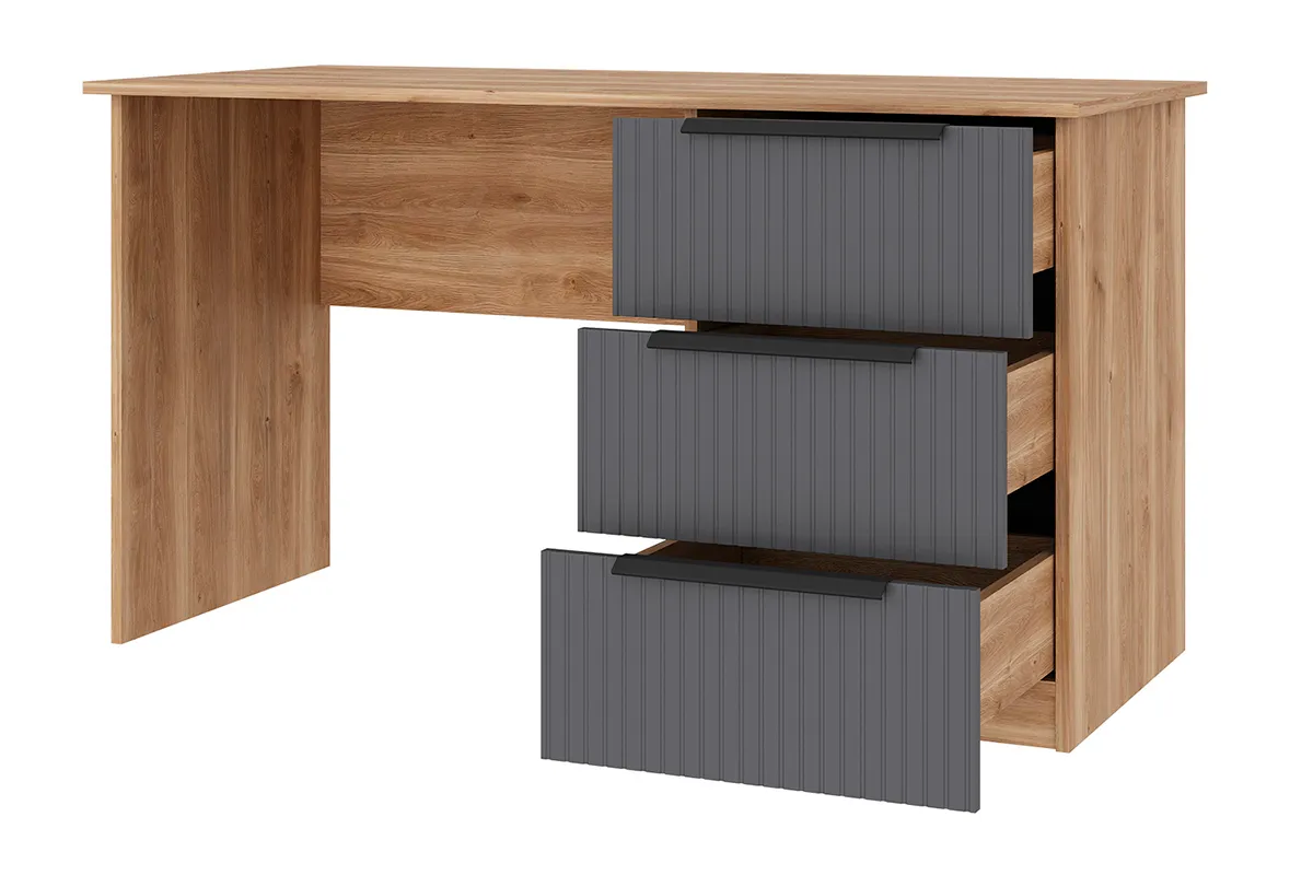 Стол письменный с тумбой Астория 29 (Дуб кастелло медовый / Графит софт) — Мебель-центр Озерцо