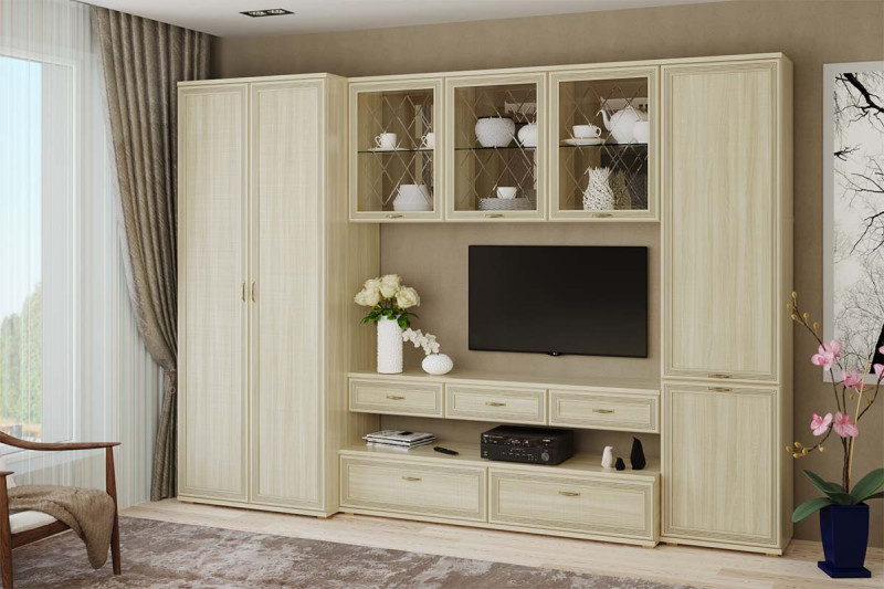 Гостиная Карина-23 (Ясень Асахи) — Мебель-центр Озерцо