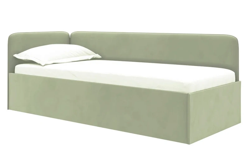 Кровать угловая Джеки с ПМ (122) 90х200 (Светло-зеленый/Velutto 14) - купить в Озерце