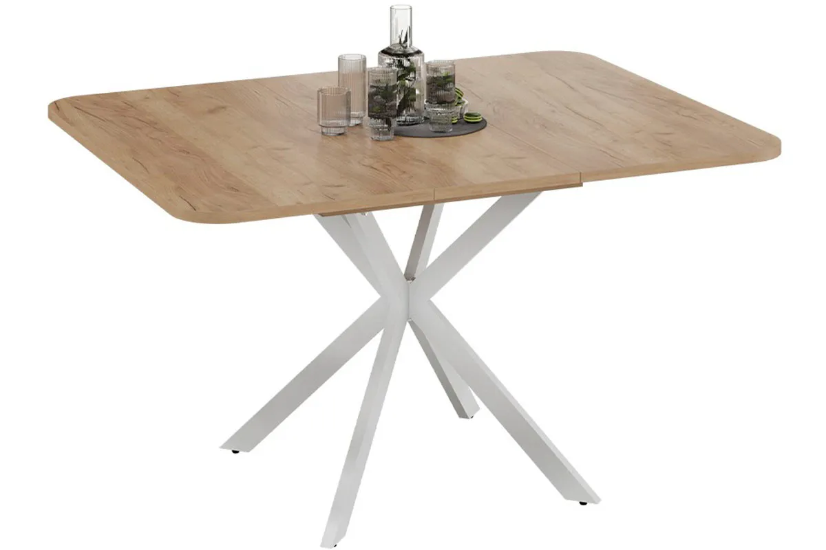 Стол обеденный Лиссабон раздвижной Тип 1 (Белый муар/Дуб Крафт золотой) - купить в Озерце