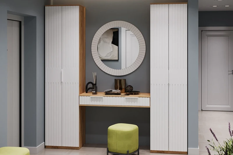 Прихожая Хилтон № 12 (Дуб Крафт золотой/Белый матовый) - заказать на Ozerco.com Прихожая Хилтон № 12 (Дуб Крафт золотой/Белый матовый) — Мебель-центр Озерцо