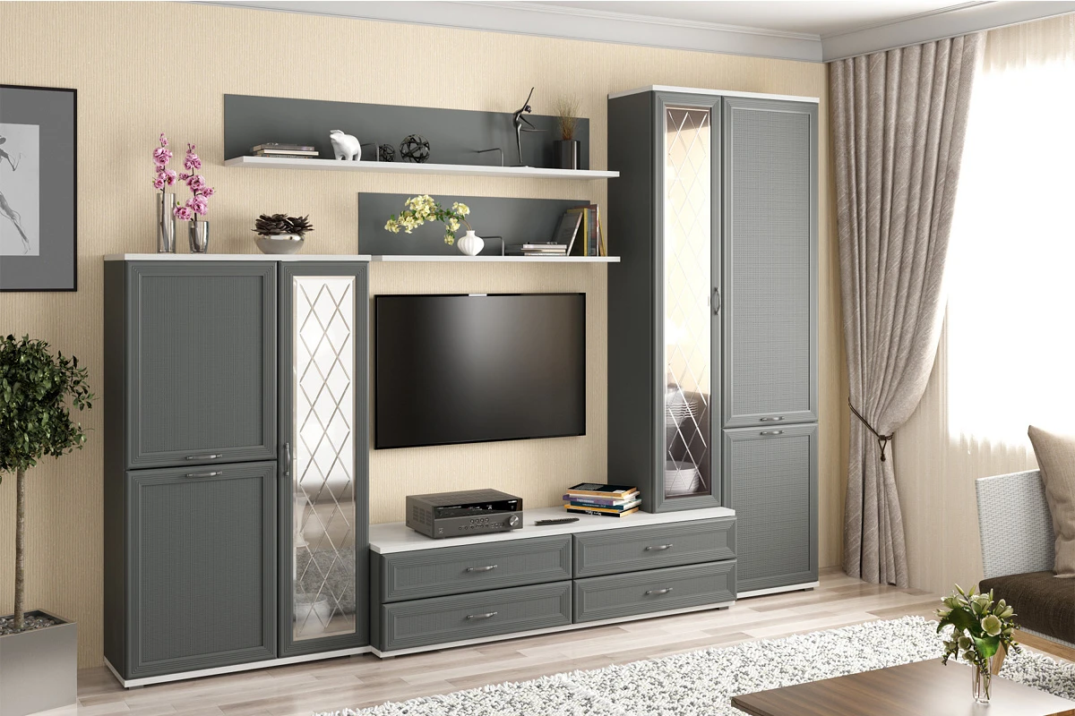 Шкаф многоцелевой Карина ШК-1041-СЯ-СО (Снежный Ясень/Серый Оникс) в мебель-центре Озерцо