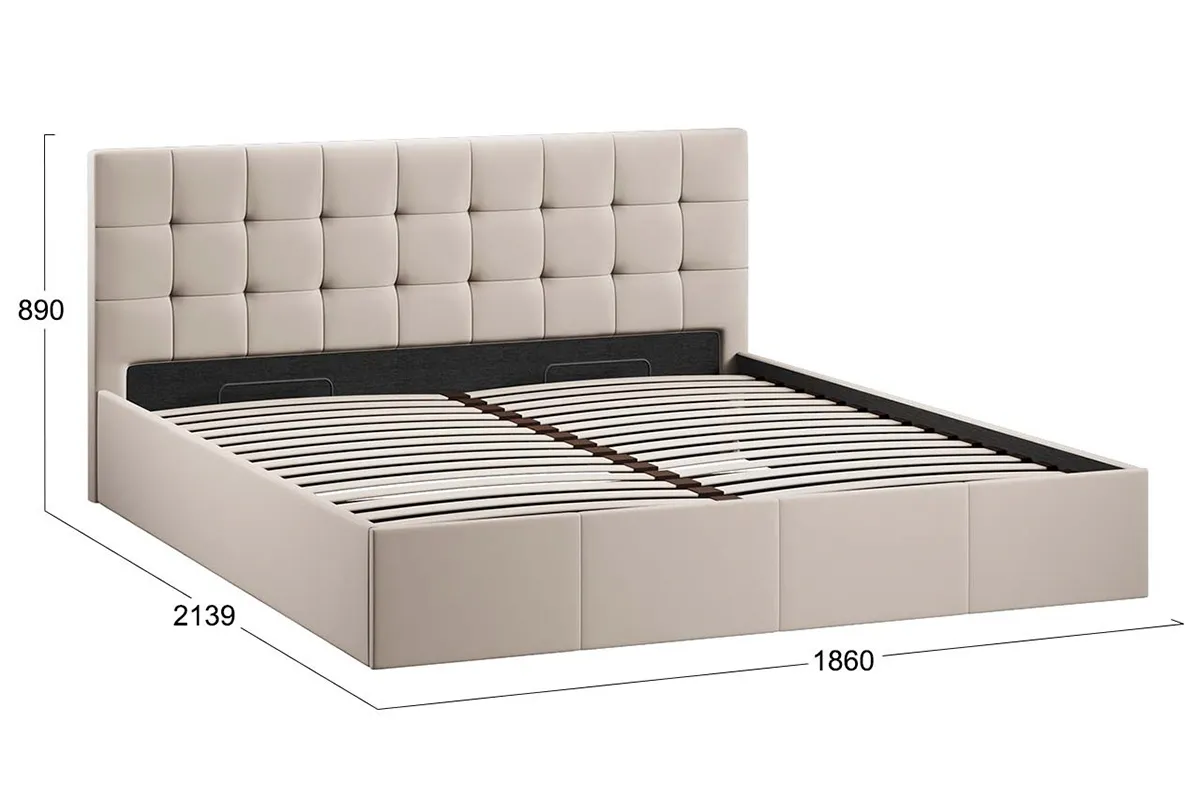 Кровать Эмма с ПМ и заглушиной 180х200 (Велюр/Confetti Cream) - купить в Озерце