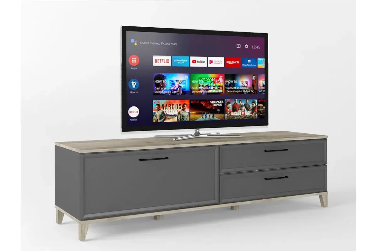 Тумба ТВ Aurelio 3 (Антрацит/Блеквуд Сатиновый) — Мебель-центр Озерцо