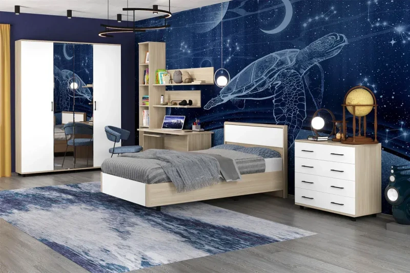 Детская Грейс композиция 10 (Ясень Асахи/Белый Бриллиант Глянцевый) — Мебель-центр Озерцо