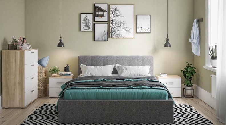 Кровать Белла 140*200 велюр Monolit сталь - купить в Озерце