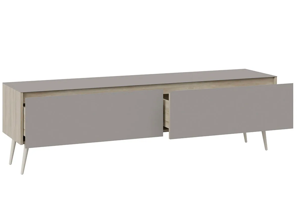 Тумба для теле-и радиоаппаратуры Глосс СМ-319.03.011 с опорами (Баттл Рок/Стекло Светлый Stone(St)/Бежевый) — Мебель-центр Озерцо