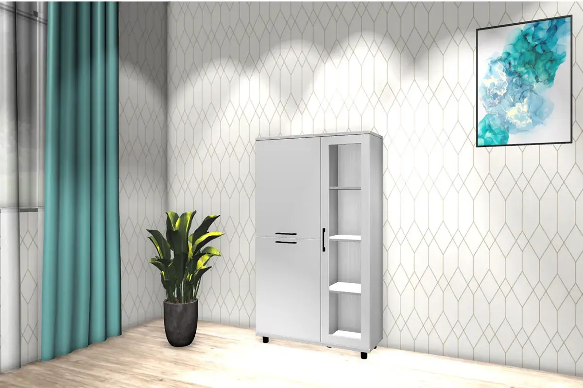 Шкаф многоцелевой ШК-5081-СЯ-БГ (Снежный Ясень/Белый Бриллиант Глянцевый) в мебель-центре Озерцо